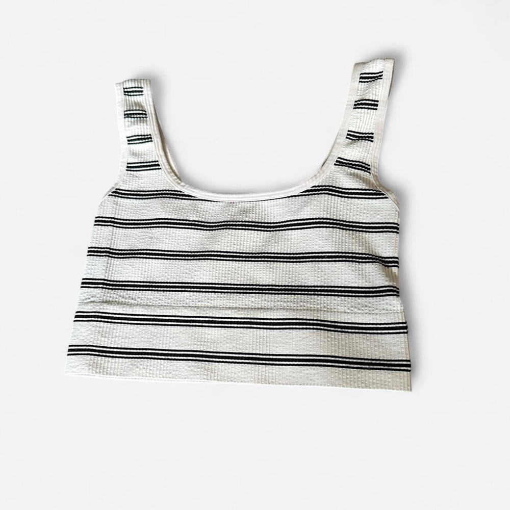 Black and White Striped Crop Tank Top